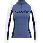 Swix RACEX BODYW HALFZIP (W) Термофутболка с длинным рукавом женская Голубой/Темно-синий/Белый