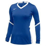 Nike WOMEN'S STOCK HYPERACE LONG SLEEVE JERSEY Футболка волейбольная с длинным рукавом Синий/Белый*
