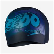 Speedo BOOM SILICONE CAP JR Шапочка для плавания детская Темно-синий/Голубой