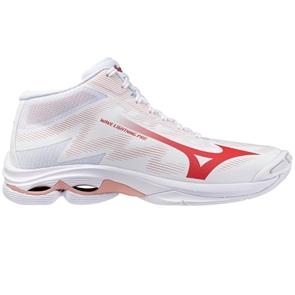 Mizuno WAVE LIGHTNING PRO MID (W) Кроссовки волейбольные женские Белый/Красный