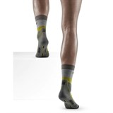 CEP HIKING LIGHT MERINO MID CUT COMPRESSION SOCKS (W) Компрессионные тонкие высокие носки с шерстью мериноса женские Серый/Салатовый - фото 260964