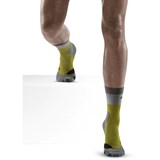 CEP HIKING LIGHT MERINO MID CUT COMPRESSION SOCKS (W) Компрессионные тонкие высокие носки с шерстью мериноса женские Серый/Салатовый - фото 260965