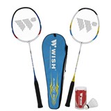 Wish ALUMTEC 502 Набор для бадминтона (2 ракетки, 2 волана) Cиний/Желтый - фото 262613