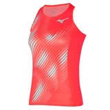 Mizuno PRINTED TANK (W) Майка теннисная женская Коралловый/Голубой - фото 265952