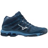 Mizuno WAVE VOLTAGE MID Кроссовки волейбольные Темно-синий/Голубой - фото 267414