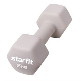 Starfit DB-201 5 КГ Гантель неопреновая Тепло-серый пастель - фото 269627