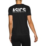 Asics KATAKANA SS TOP (W) Футболка беговая женская Черный/Белый - фото 269737