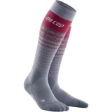 CEP SKI THERMO MERINO TALL COMPRESSION SOCKS (W) Компрессионные гольфы с шерстью мериноса для катания на лыжах женские Серый/Красный - фото 271496