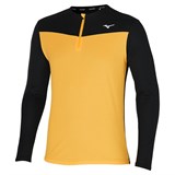 Mizuno DRYAEROFLOW LS HZ Спортивная кофта с длинным рукавом беговая Черный/Желтый - фото 275887