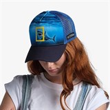 Buff TRUCKER CAP SEONS NAVY Бейсболка беговая Синий/Желтый - фото 280631