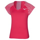 Mizuno PRINTED TEE (W) Футболка теннисная женская Розовый/Белый - фото 284754