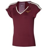 Mizuno PRINTED TEE (W) Футболка теннисная женская Бордовый/Белый - фото 285453