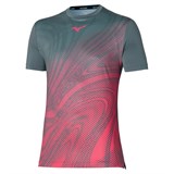 Mizuno CHARGE SHADOW GRAPHIC TEE Футболка теннисная Серый/Розовый - фото 291830