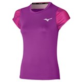 Mizuno CHARGE PRINTED TEE (W) Футболка теннисная женская Розовый - фото 291836