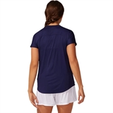 Asics PIPING TEE (W) Футболка тренировочная женская Темно-синий/Белый - фото 299174