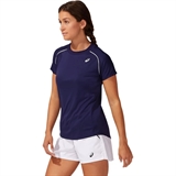 Asics PIPING TEE (W) Футболка тренировочная женская Темно-синий/Белый - фото 299175