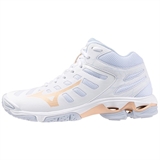 Mizuno WAVE VOLTAGE MID (W) Кроссовки волейбольные женские Белый/Розовый - фото 299561