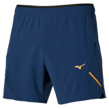 Mizuno ALPHA 5.5 SHORT Шорты беговые Темно-синий/Оранжевый - фото 301094