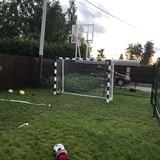 Rusbrand KS182 Ворота мини-футбольные, размер 3х2 м. на стаканах. с баскетбольным щитом из оргстекла - фото 310212