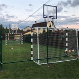 Rusbrand KS182 Ворота мини-футбольные, размер 3х2 м. на стаканах. с баскетбольным щитом из оргстекла - фото 310213