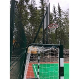 Rusbrand KS184 Ворота мини-футбольные, размер 3х2 м. на стаканах. с фанерным баскетбольным щитом - фото 310218