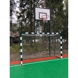 Rusbrand KS184 Ворота мини-футбольные, размер 3х2 м. на стаканах. с фанерным баскетбольным щитом - фото 310219