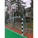 Rusbrand KS184 Ворота мини-футбольные, размер 3х2 м. на стаканах. с фанерным баскетбольным щитом - фото 310220