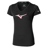 Mizuno CORE RUNBIRD TEE (W) Футболка беговая женская Черный/Розовый - фото 316621
