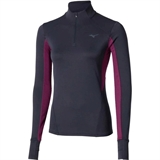 Mizuno ACTIVE WARMALITE HALF ZIP LS TOP (W) Утепленный лонгслив женский Темно-синий/Розовый - фото 316623