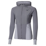 Mizuno ACTIVE WARMALITE HYBRID FULL ZIP HOODED LS TOP (W) Утепленный лонгслив с капюшоном женский Серый - фото 316651