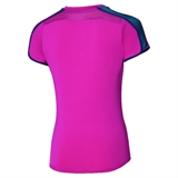 Mizuno FRONTIER T-SHIRT (W) Футболка теннисная женская Фуксия/Темно-синий - фото 317261
