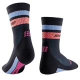 CEP RUN MIAMI VIBES 80'S COMPRESSION MID CUT SOCKS (W) Компрессионные носки женские Черный/Коралловый/Голубой - фото 321066