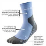 CEP HIKING LIGHT MERINO MID CUT COMPRESSION SOCKS Компрессионные тонкие высокие носки с шерстью мериноса Голубой/Серый - фото 321578