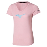 Mizuno CORE RUNBIRD TEE (W) Футболка беговая женская Розовый/Голубой - фото 322074