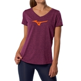 Mizuno CORE RUNBIRD TEE (W) Футболка беговая женская Бордовый/Оранжевый - фото 322084