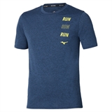 Mizuno CORE RUN SHORT SLEEVE TEE Футболка беговая Темно-синий - фото 334086