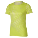 Mizuno CORE GRAPHIC SHORT SLEEVE TEE (W) Футболка беговая женская Желтый - фото 334120