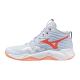 Mizuno WAVE MOMENTUM PRO MID (W) Кроссовки волейбольные женские Голубой/Коралловый - фото 337305